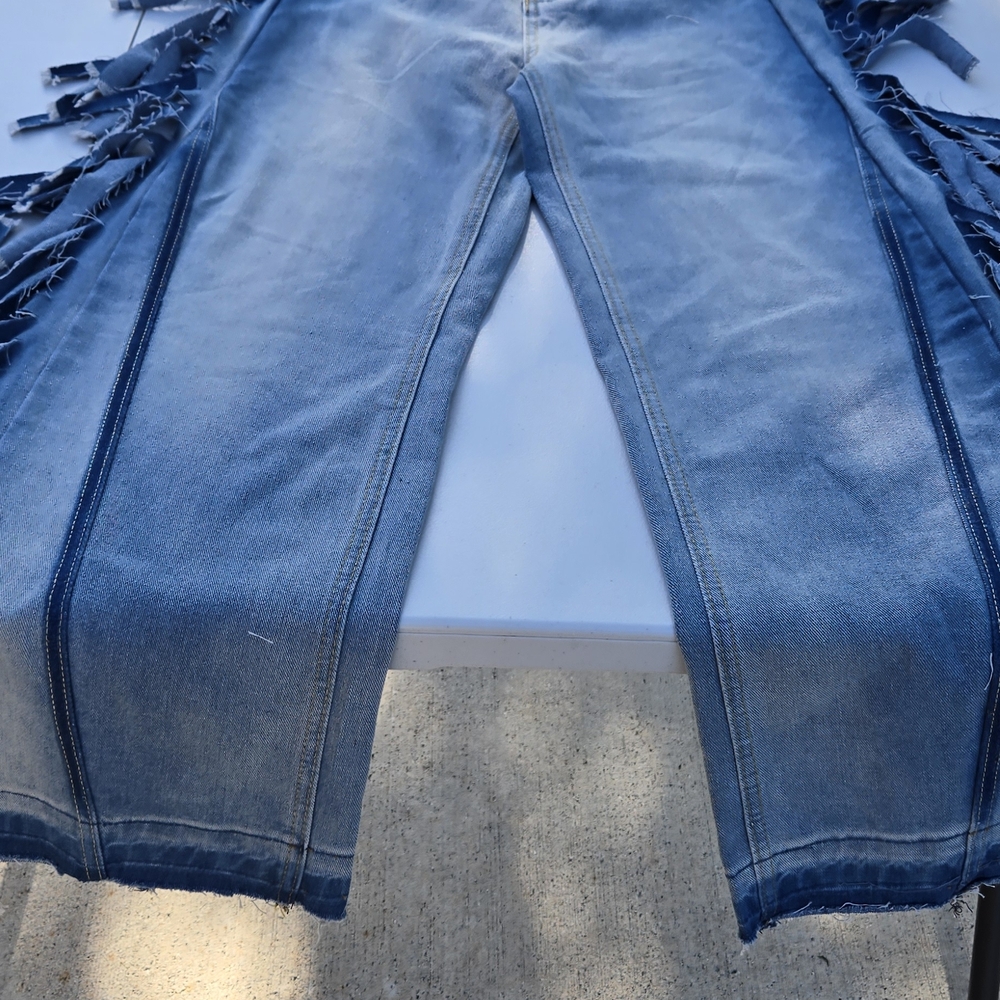 Blue Women's Fringe-Trim Jeans